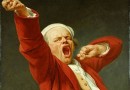 Detalle de autorretrato bostezando Joseph Ducreux c.1780