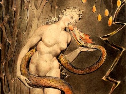 La tentación de Eva  (detalle) William Blake, 1808 